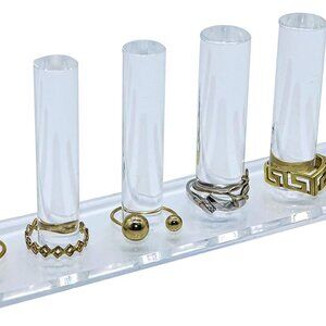 6 Rod Ring Holder Jewelry Stand, Clear Acrylic Ring Display Organizer For Girls